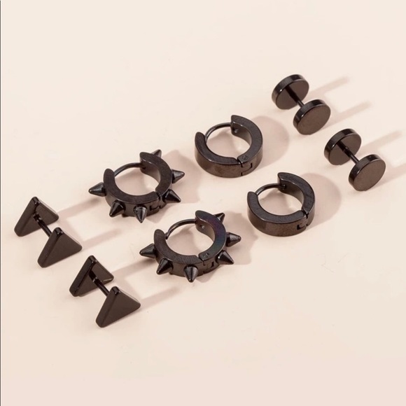4Pairs Stainless Steel Different Type Shape Unisex - Picture 4 of 5